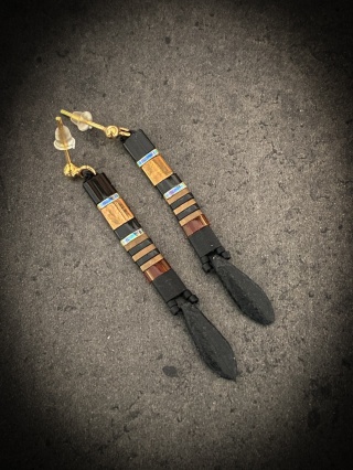 Kolczyki Fractal Golden Night