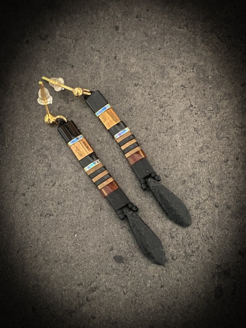 Kolczyki Fractal Golden Night